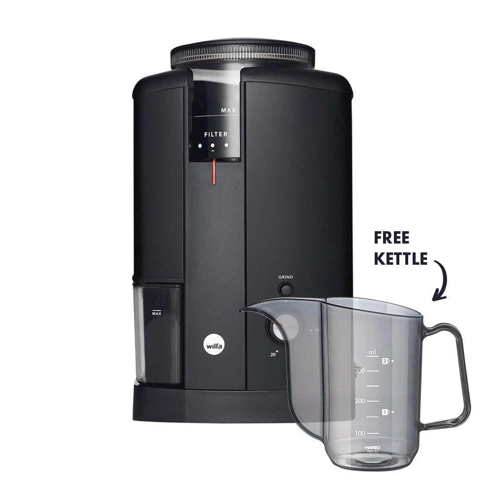 Wilfa Svart Aroma Precision Coffee Grinder (Black) + Hario Drip Kettle Air